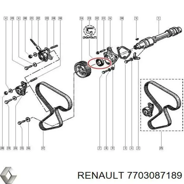 7703087189 Renault (RVI) сальник коленвала двигателя передний