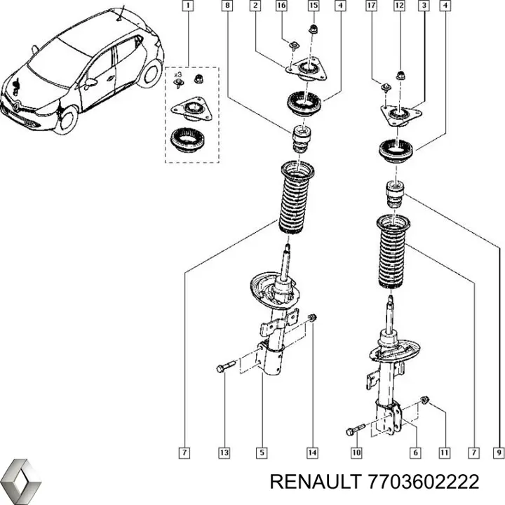 Болт Renault (RVI) 7703602222 цена, от 2.82 USD