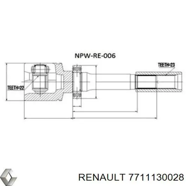 7711130028 Renault (RVI) полуось (привод передняя правая)