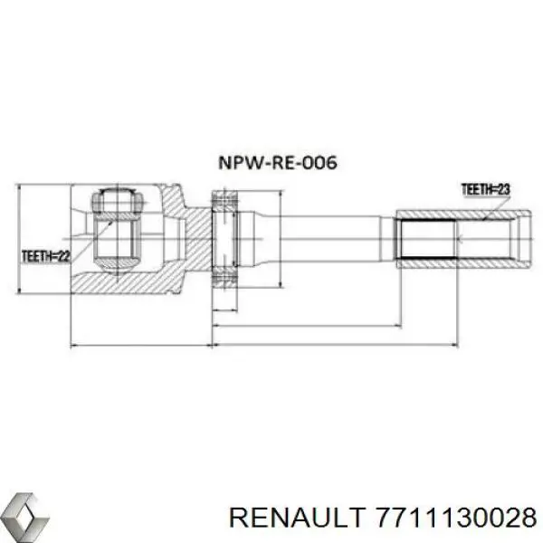 Правая полуось 7711130028 Renault (RVI)