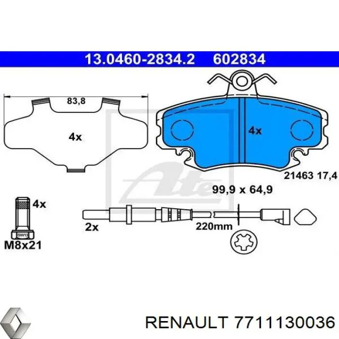 7711130036 Renault (RVI) Колодки передние