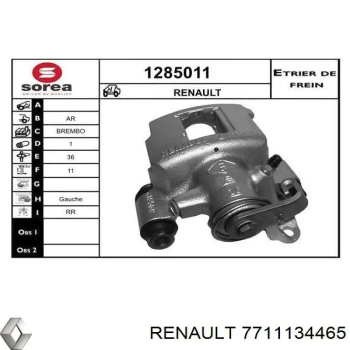 Купить 7711134465 Renault (RVI) Суппорт задний левый