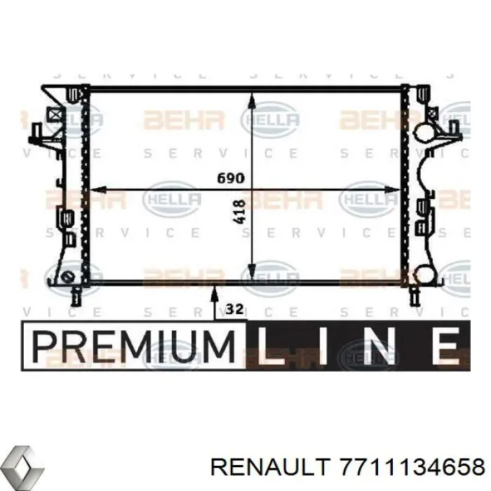 Радиатор охлаждения двигателя Renault (RVI) 7711134658 цена, от 55.84 USD