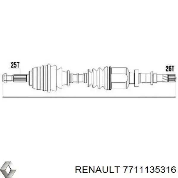 Купить 7711135316 Renault (RVI) Вал приводной правый