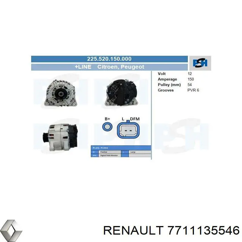 7711135546 Renault (RVI) Генератор автомобильный