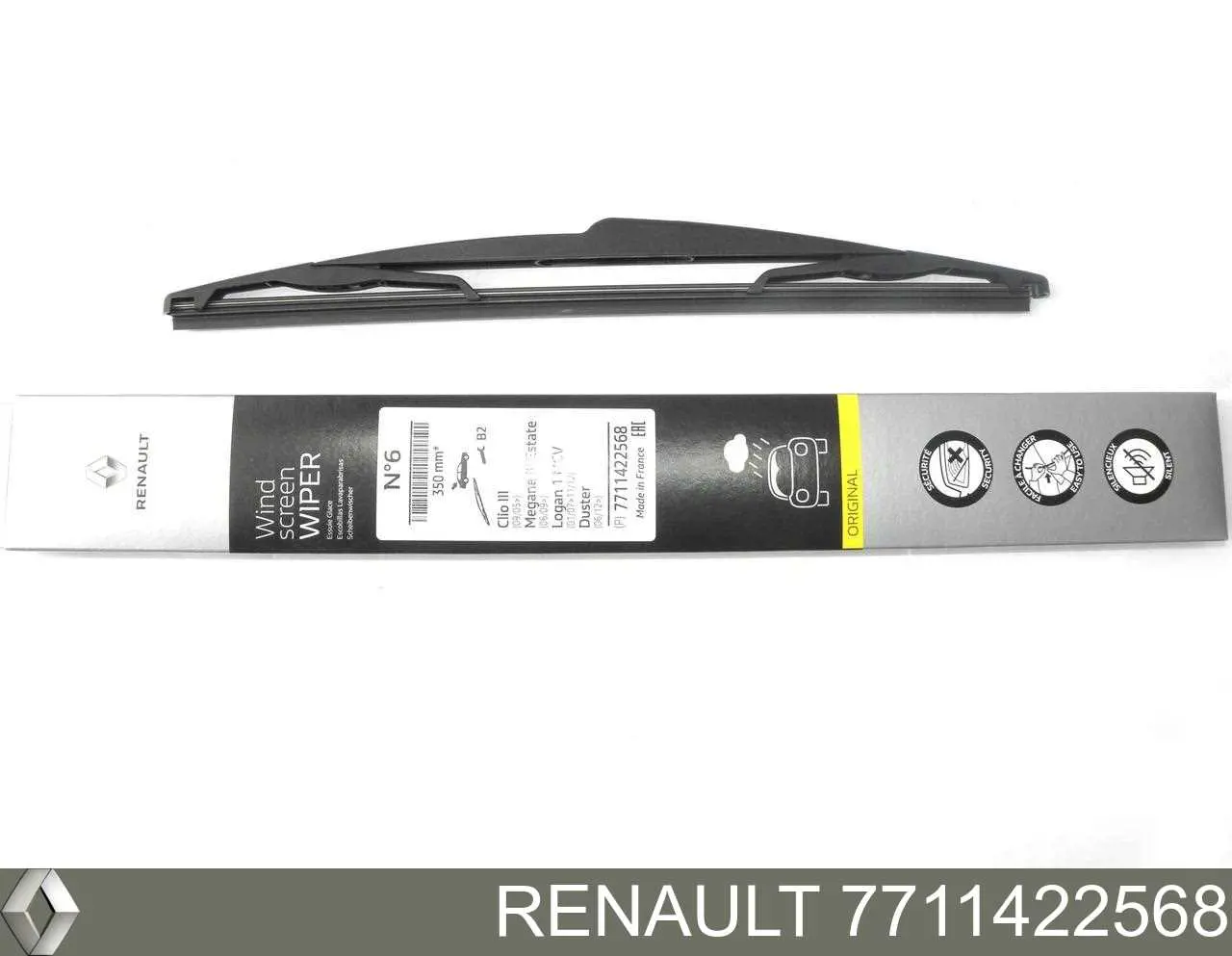 7711422568 Renault (RVI) limpa-pára-brisas de vidro traseiro