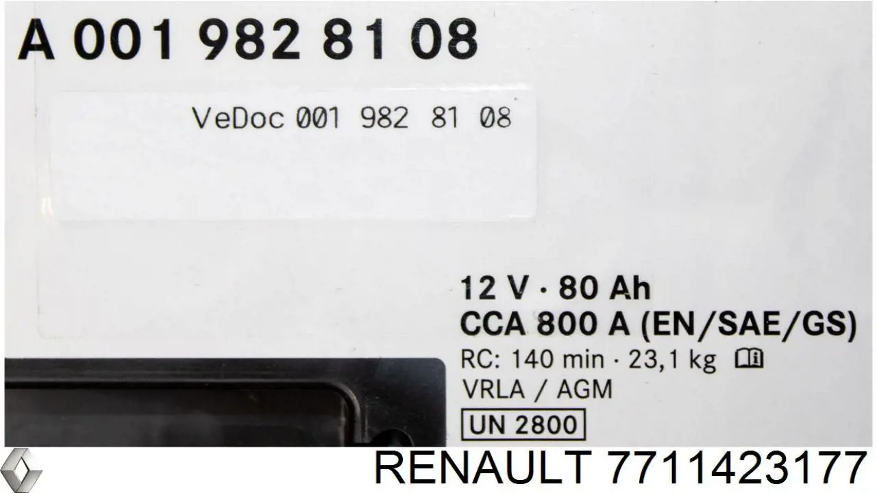 АКБ Renault (RVI) 7711423177