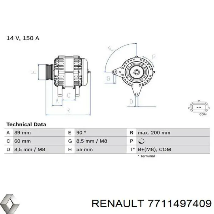 Alternador 7711497409 Renault (RVI)