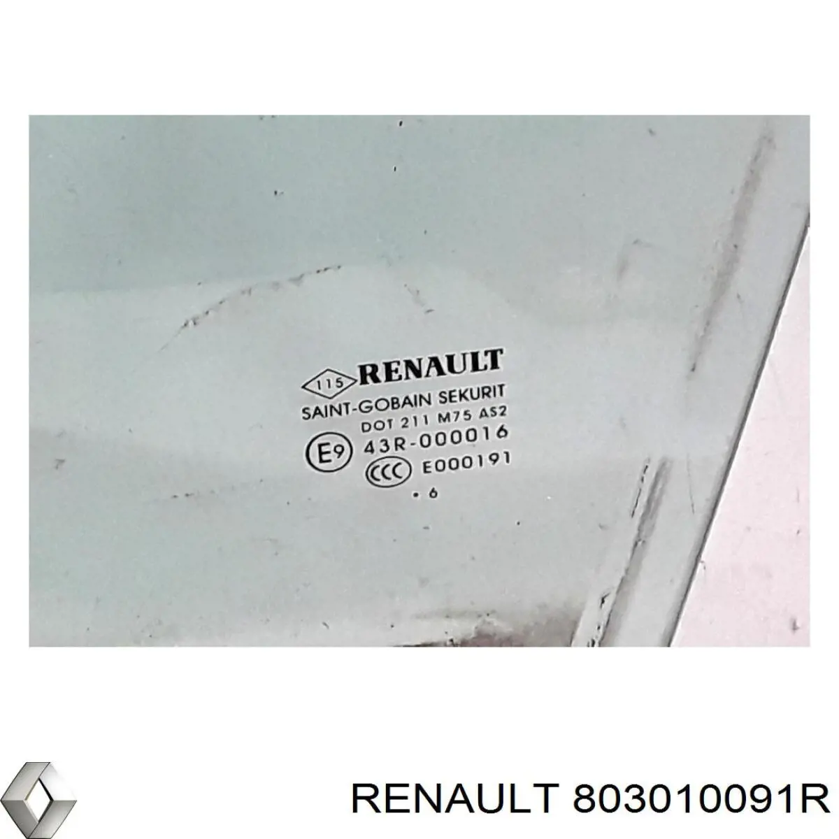 Стекло двери передней левой 803015225R Renault (RVI)