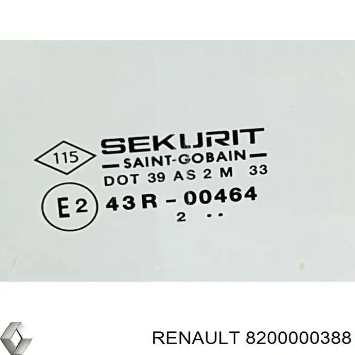 Стекло двери задней правой 8200000388 Renault (RVI)