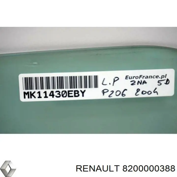 Стекло заднее правое Renault (RVI) 8200000388