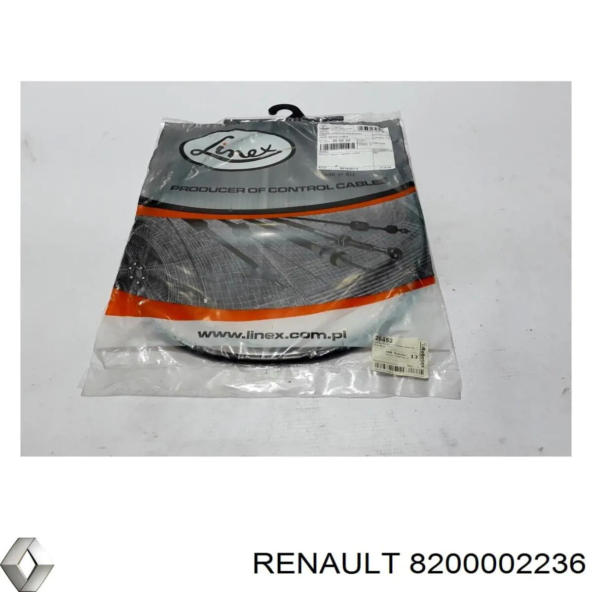 Задний трос ручника Renault (RVI) 8200002236 цена, от 11.02 USD