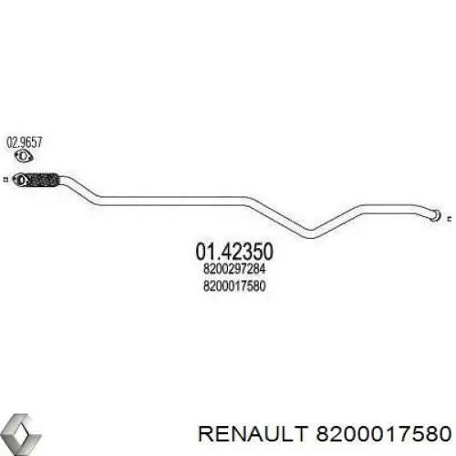 Приёмная труба 8200017580 Renault (RVI)