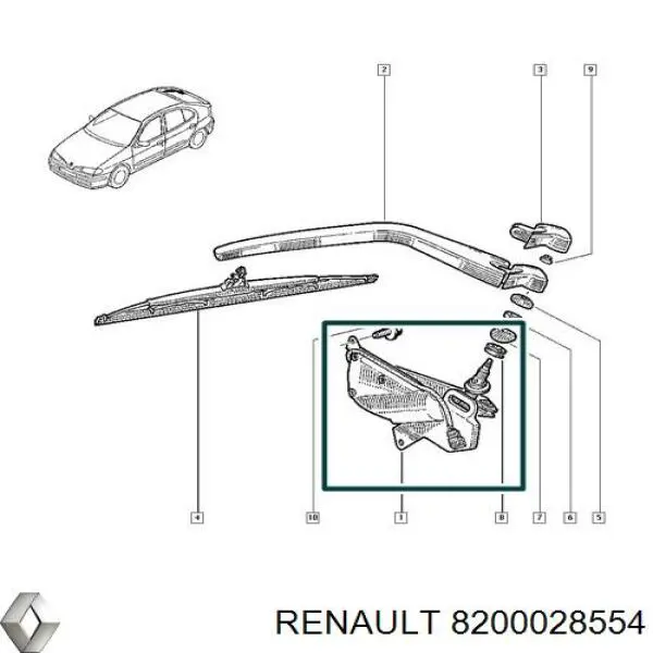 Мотор трапеции стеклоочистителя Renault (RVI) 8200028554 цена, от 20.27 USD