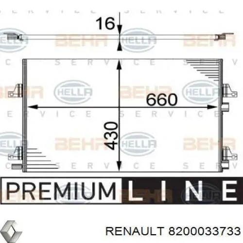 Радиатор охлаждения кондиционера Renault (RVI) 8200033733
