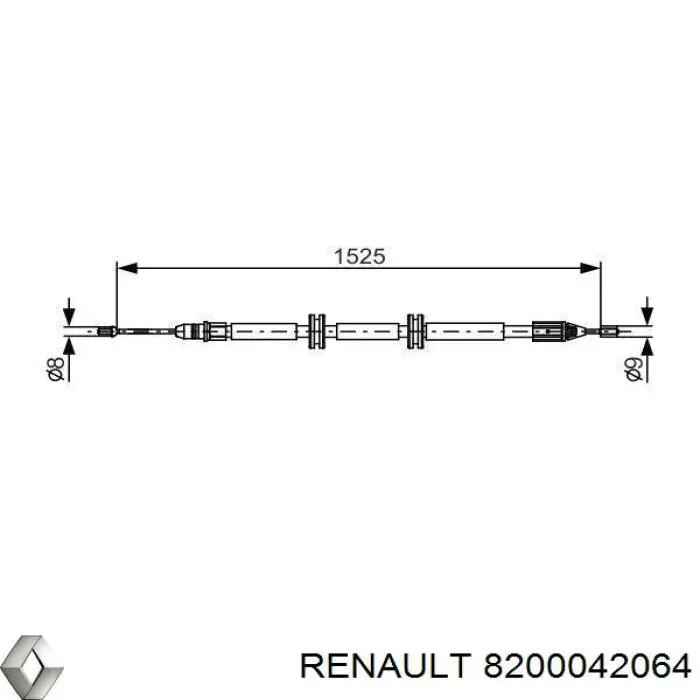 Трос ручного тормоза задний Renault (RVI) 8200042064 цена, от 12.67 USD