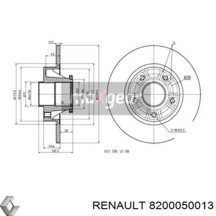 Купить 8200050013 Renault (RVI) Диск тормозной задний