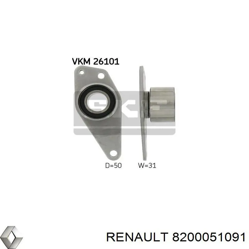 Обводной ролик ремня ГРМ Renault (RVI) 8200051091 цена, от 10.92 USD