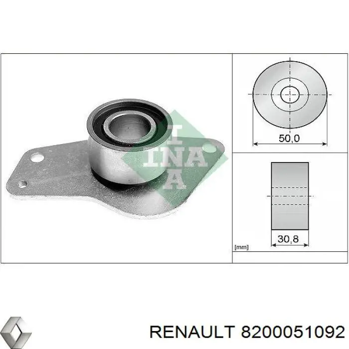 Rodillo intermedio de correa dentada 8200051092 Renault (RVI)