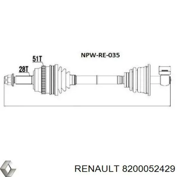 8200052429 Renault (RVI) полуось (привод передняя левая)