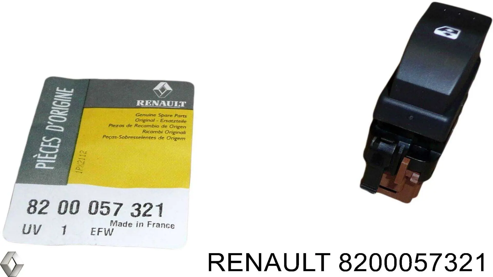 Botón de encendido, motor eléctrico, elevalunas, puerta delantera derecha 8200057321 Renault (RVI)