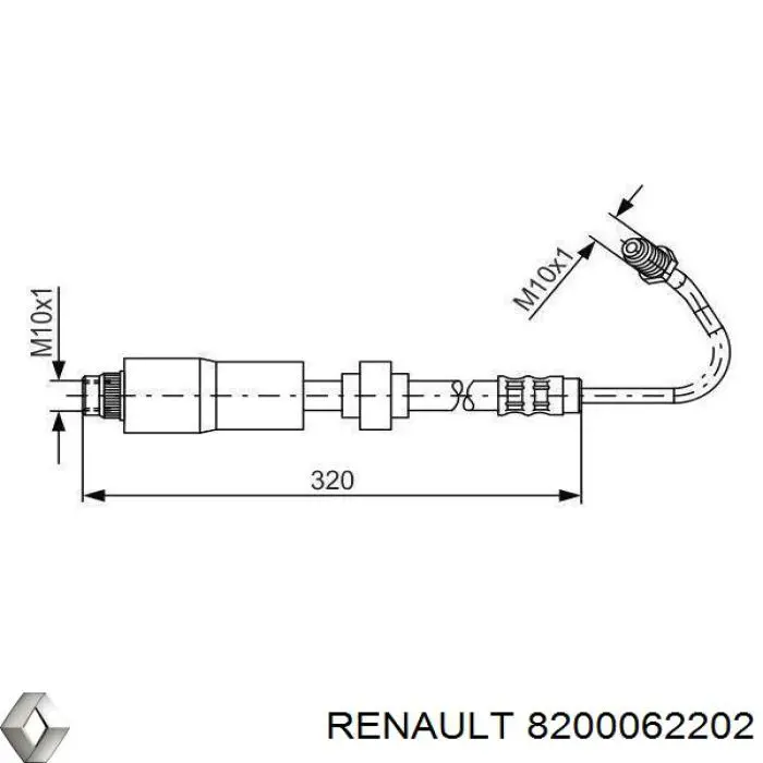 Купить 8200062202 Renault (RVI) Шланг тормозной задний правый