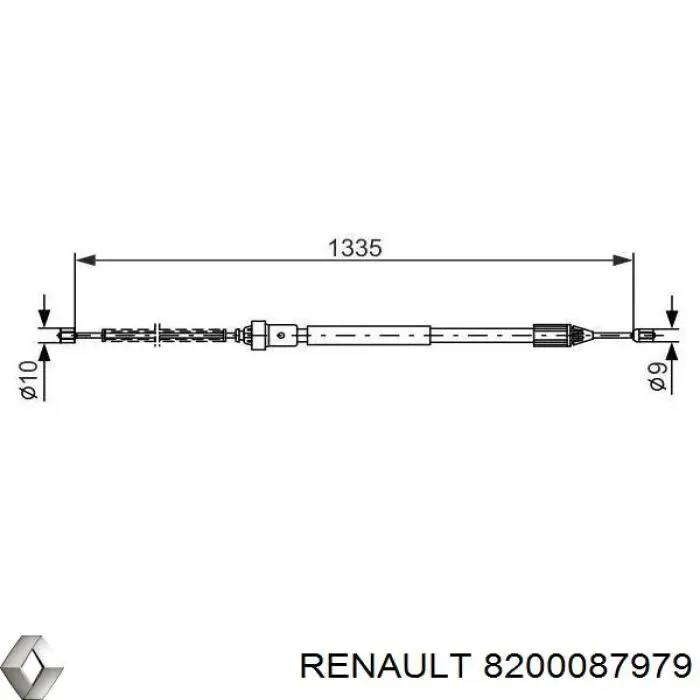Купить 8200087979 Renault (RVI) Задний правый трос ручника