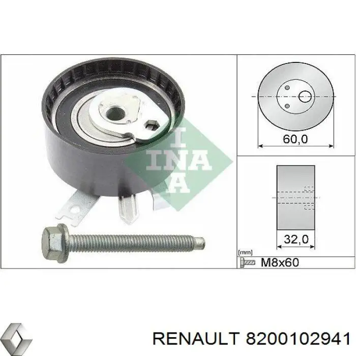Ролик натяжителя ремня ГРМ Renault (RVI) 8200102941