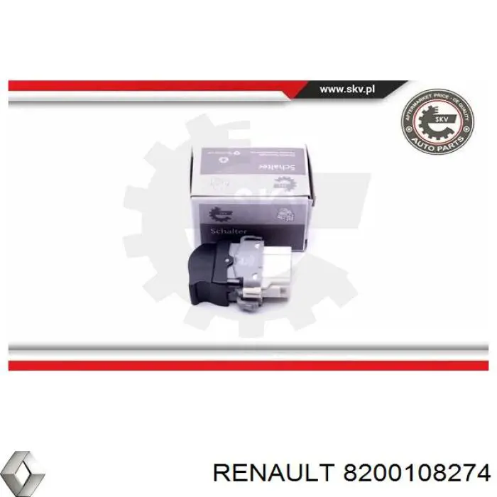 Botón de encendido, motor eléctrico, elevalunas, trasero 8200108274 Renault (RVI)