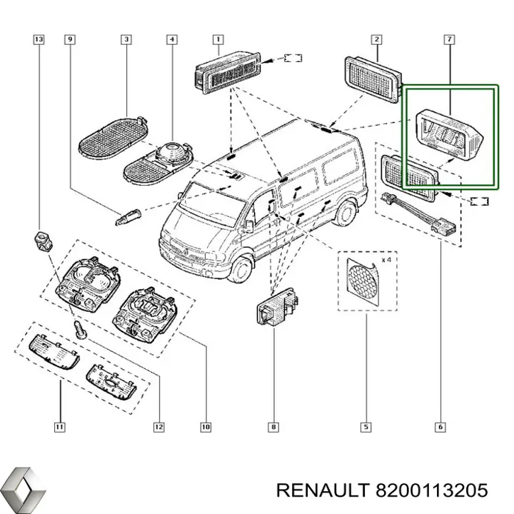 Лампа освещения багажника 8200113205 Renault (RVI)