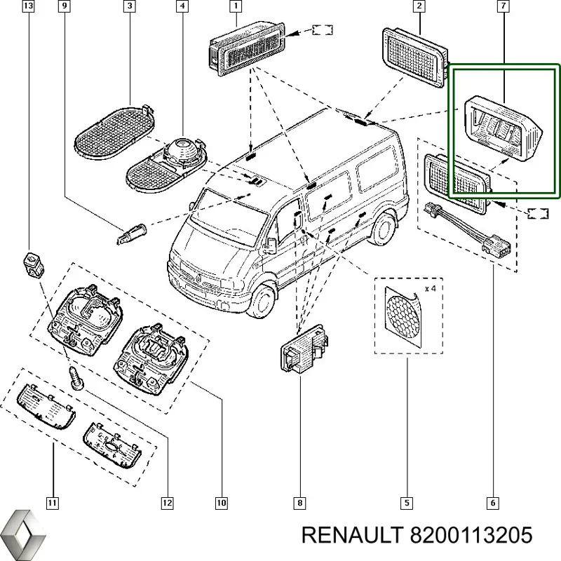 8200113205 Renault (RVI) Лампа освещения багажника