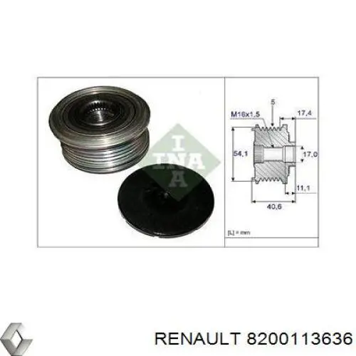 Купить 8200113636 Renault (RVI) Шкив ремня генератора