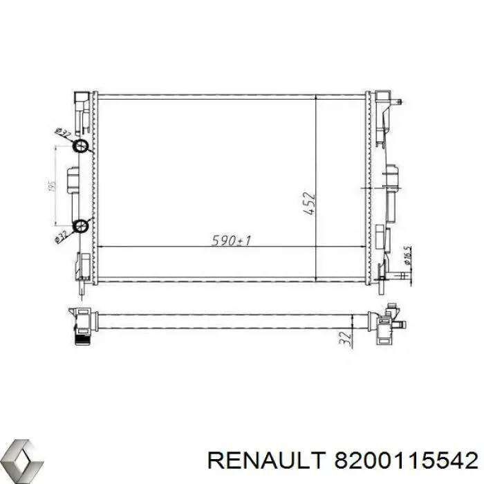 Радиатор охлаждения двигателя Renault (RVI) 8200115542