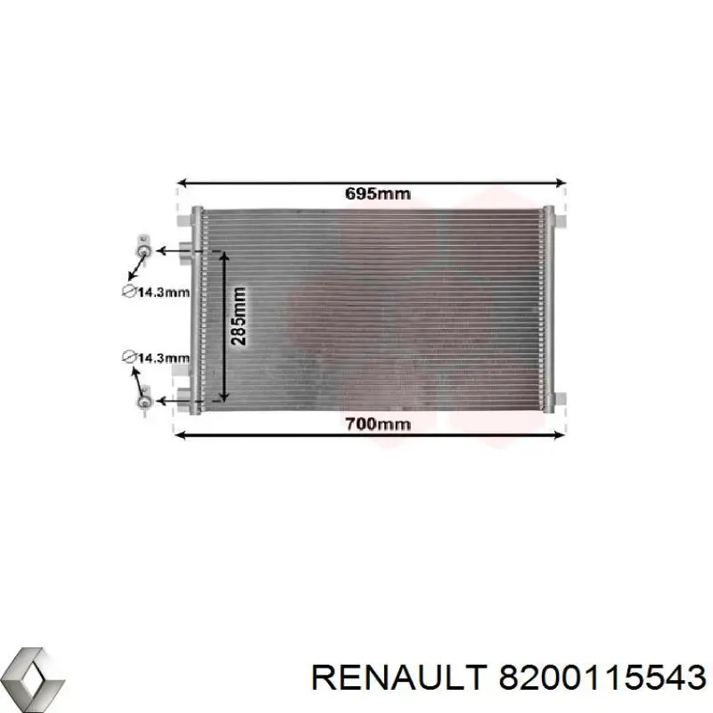Конденсатор кондиционера Renault (RVI) 8200115543 цена, от 33.79 USD