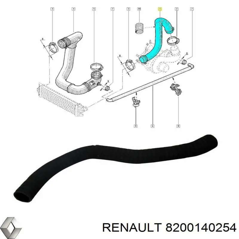 8200140254 Renault (RVI) mangueira (cano derivado esquerda de intercooler)