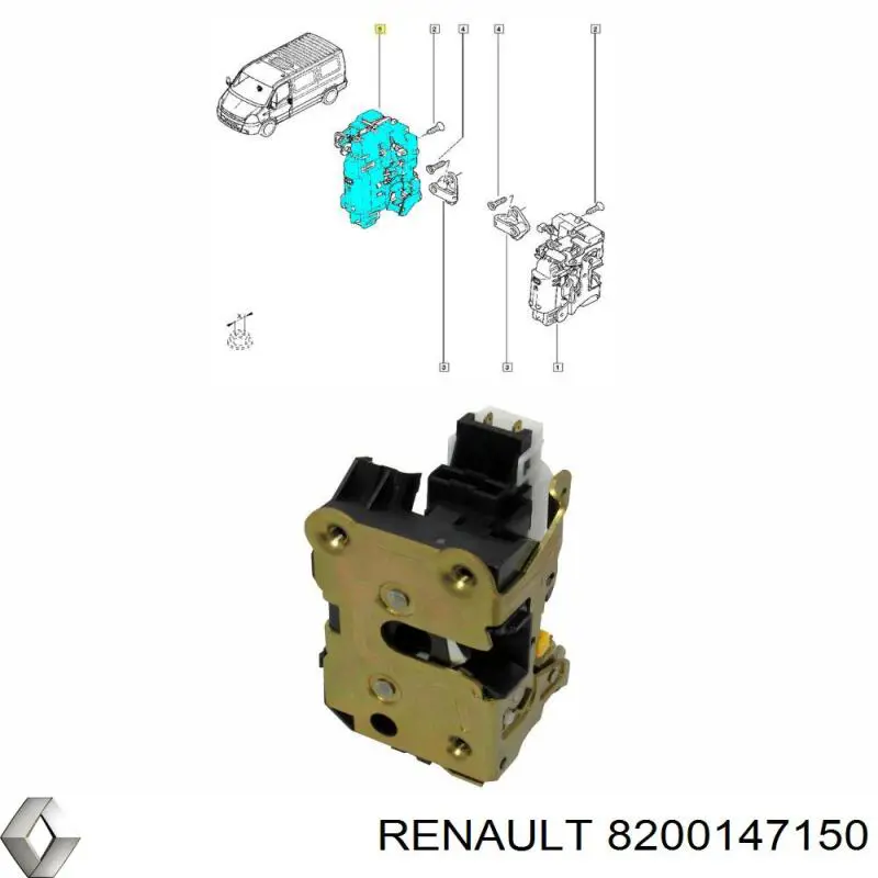 Купить 8200147150 Renault (RVI) Замок передней правой двери