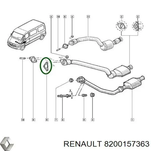 Соединительный хомут выпускного коллектора 8200157363 Renault (RVI)