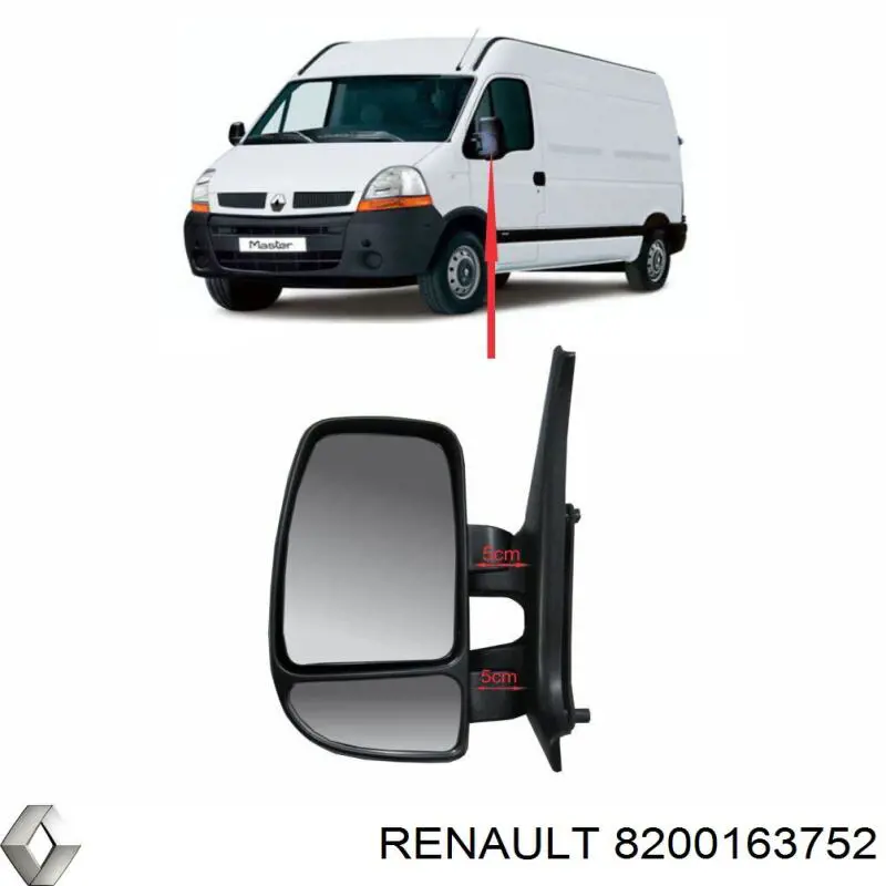 Зеркало заднего вида, левое Renault (RVI) 8200163752 цена, от 53.30 USD