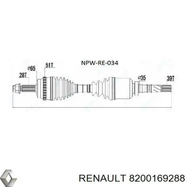 Привод передний правый Renault (RVI) 8200169288 цена, от 124.56 USD