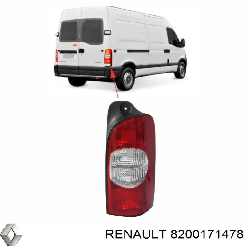 Фонарь задний правый Renault (RVI) 8200171478 цена, от 42.18 USD