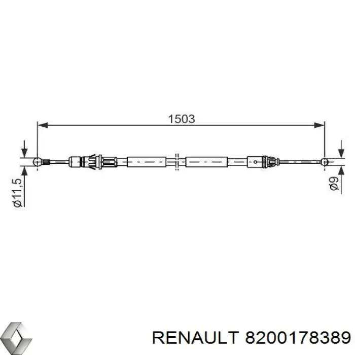 Трос ручного тормоза задний Renault (RVI) 8200178389 цена, от 8.96 USD