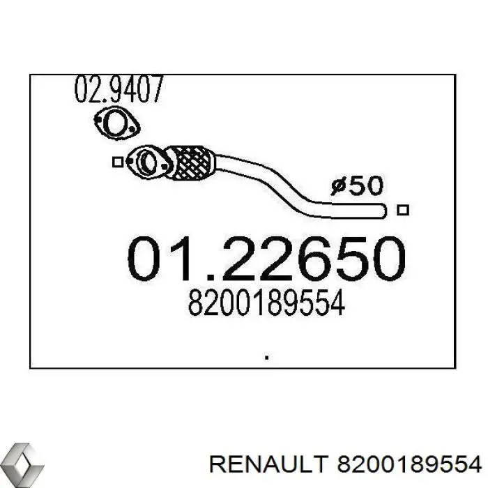 Приёмная труба 8200189554 Renault (RVI)