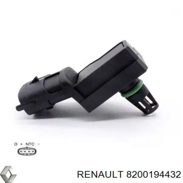 8200194432 Renault (RVI) sensor de pressão no coletor de admissão, map