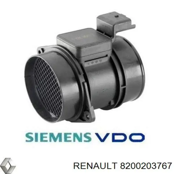 8200203767 Renault (RVI) sensor de fluxo (consumo de ar, medidor de consumo M.A.F. - (Mass Airflow))