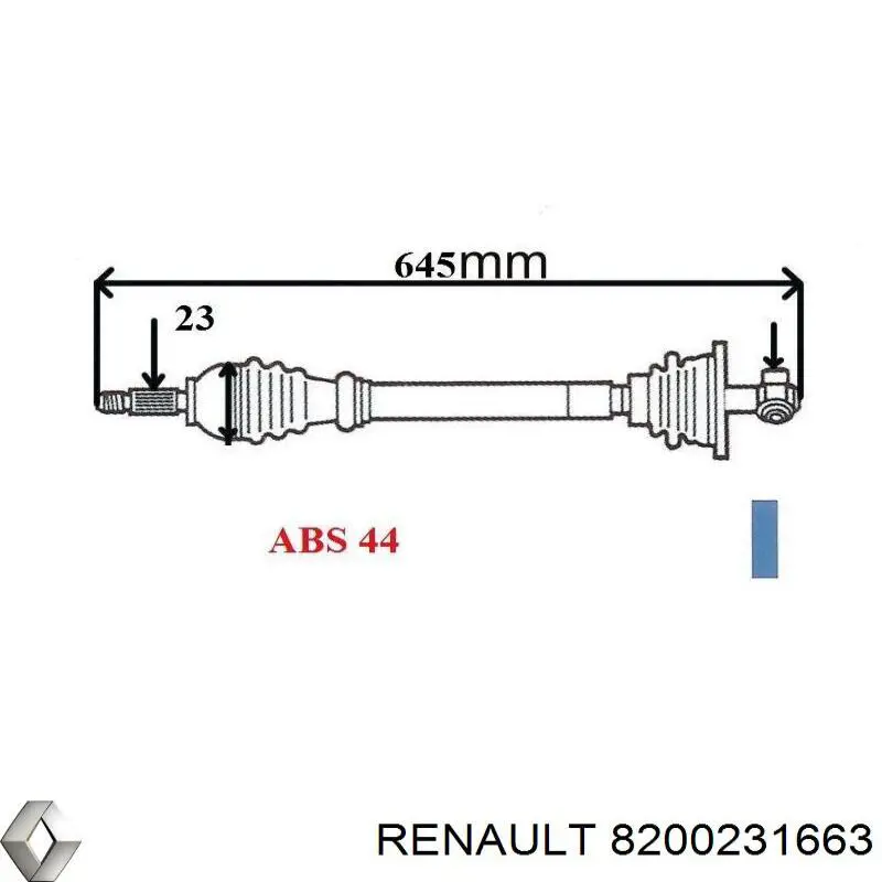 Привод передний правый Renault (RVI) 8200231663 цена, от 71.36 USD