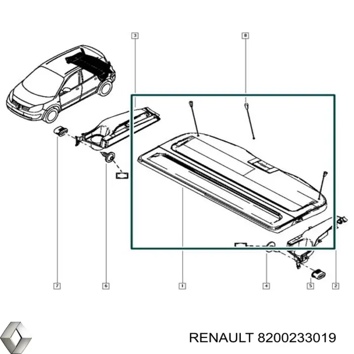 Полка салона задняя на Renault Scenic II 
