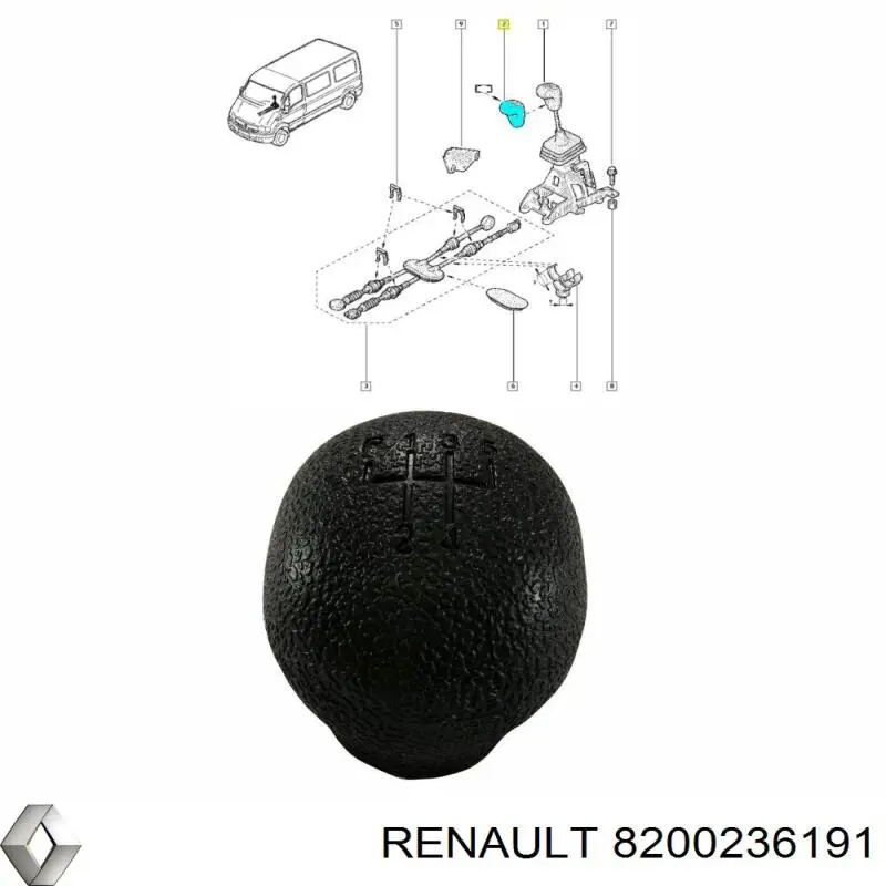 Ручка КПП 8200236191 Renault (RVI)