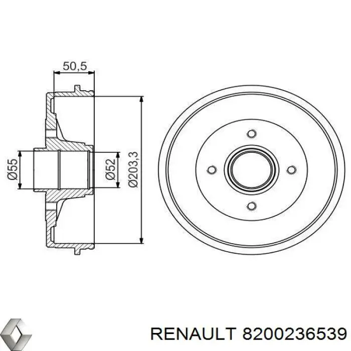 8200236539 Renault (RVI) барабан тормозной задний