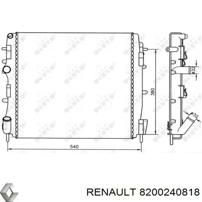 Купить 8200240818 Renault (RVI) Радиатор водяной