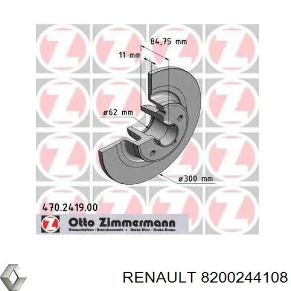Купить 8200244108 Renault (RVI) Диск тормозной задний